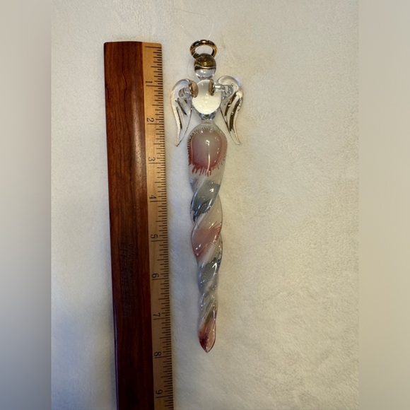 Vintage Rare 8” Glass Icicle Angel Christmas Ornament With Angel Top - Picture 9 of 10